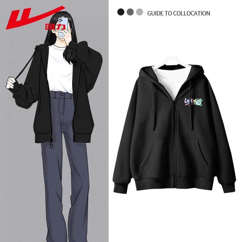 Warrior Women's Loose Fit Zip-Up Hoodie with Graffiti Monster Print