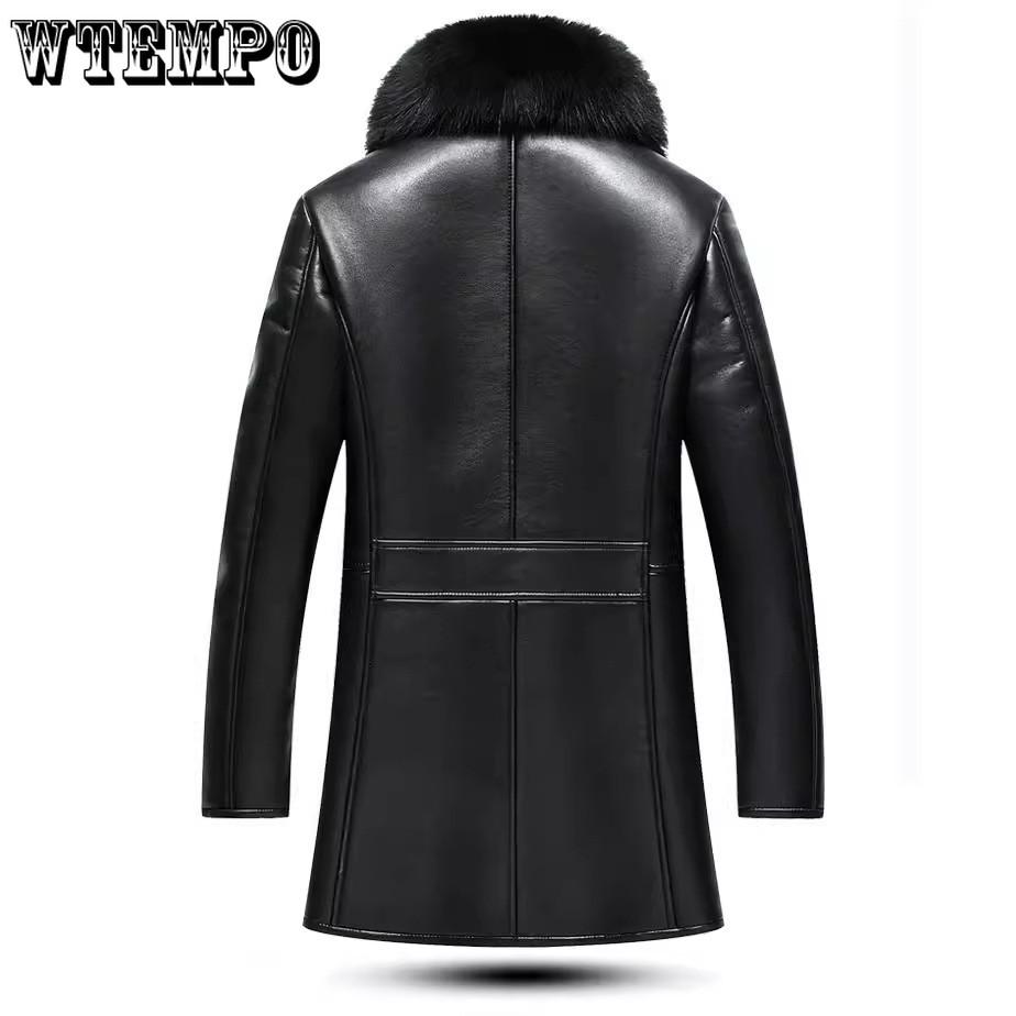 Fur One Men's Leather Coat Thickened In The Long Section Sheepskin Leather Coat Men's Fur