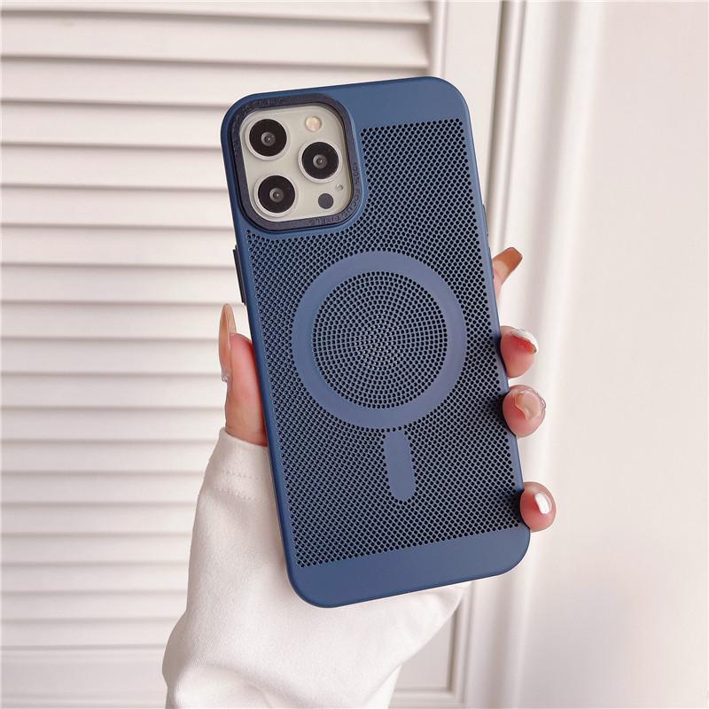 Чехол для iPhone 12 11 Pro Max с магнитной сеткой и большим отверстием для камеры, рассеивающим тепло, нескользящий, с защитой от отпечатков пальцев, на задней панели