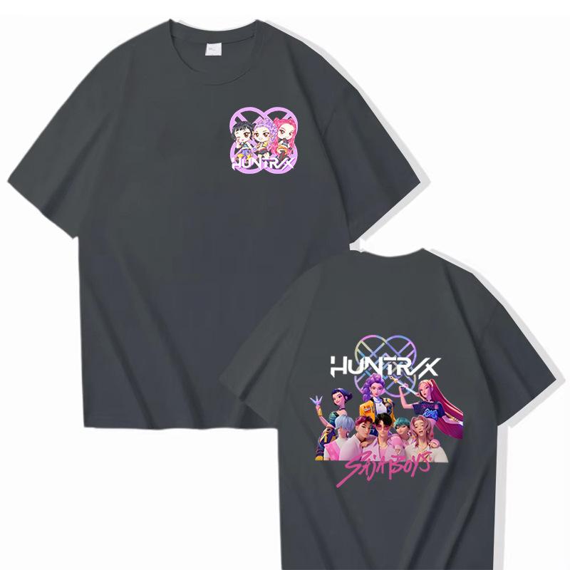 Модная футболка 16 цветов, мультяшный K-pop, принт «Элементы охотников на демонов», взрослая, трендовая, мужская мода, повседневный, большого размера, женский уличный топ