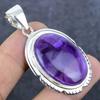 Natural Sage Amethyst Gemstone 925 Sterling Silver Jewelry Pendant 2.05" L9T74