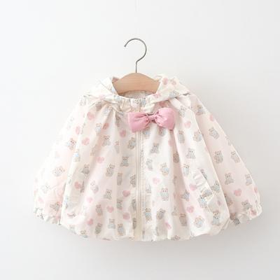 Детская одежда Пальто для девочек Весна и осень Детская детская одежда с бантом для девочки Мультфильм Медведь Большая шапка Верхняя одежда Детская осенняя одежда