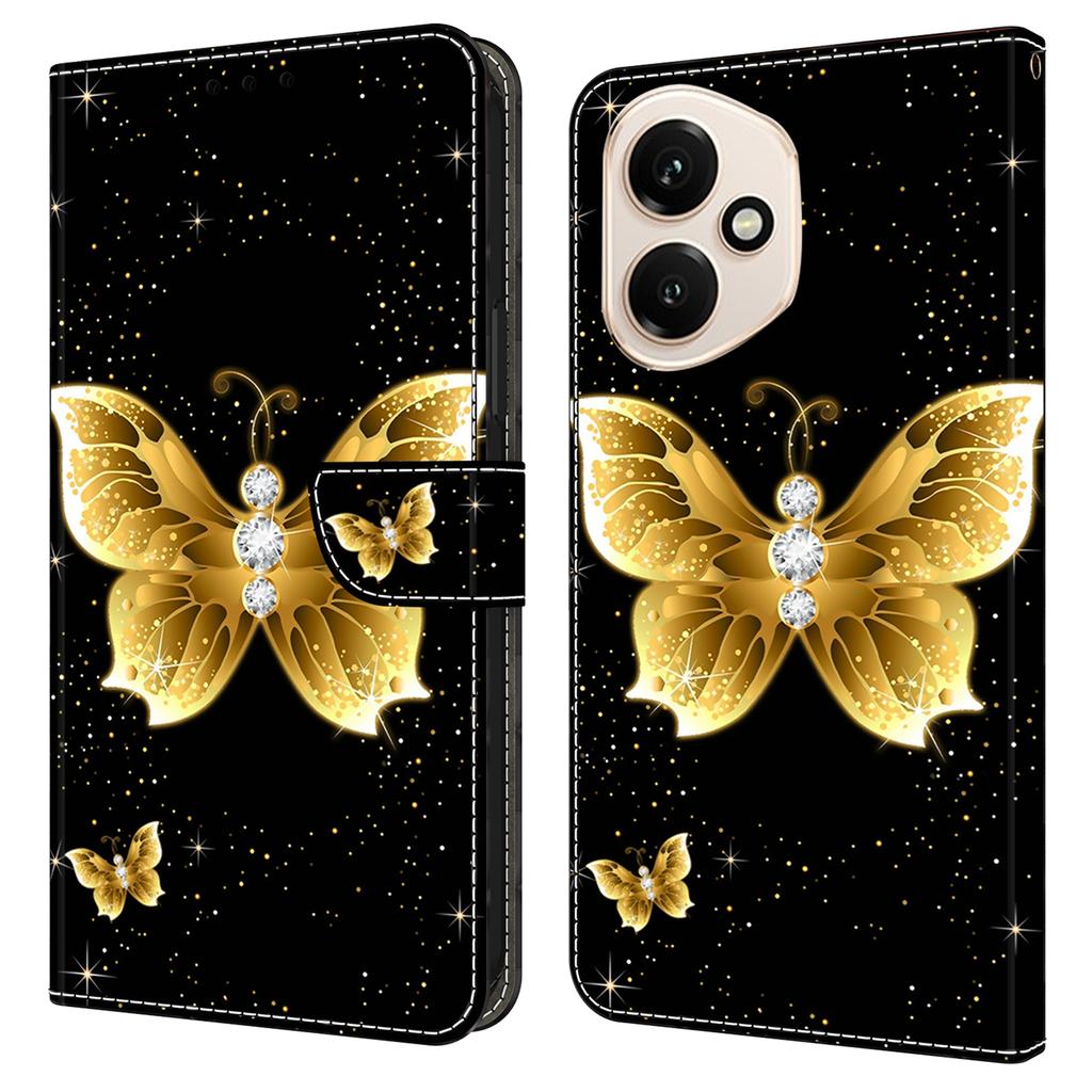 Для Honor 400 5G (Глобальный) Кожаный чехол с принтом, кошелек-подставка, откидная крышка для телефона