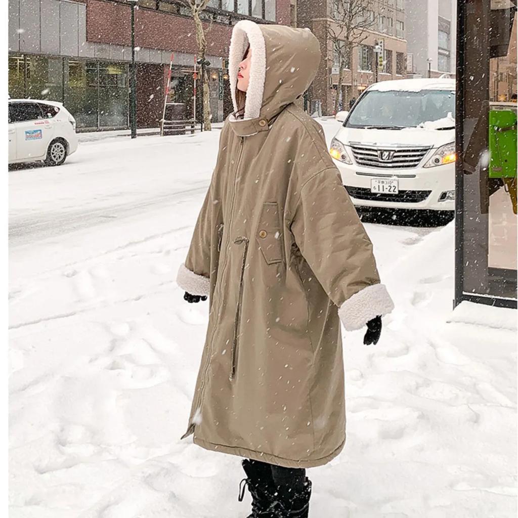 Women's Winter Hooded Warm Parkas Female Korea Loose Long Casual Overcoat