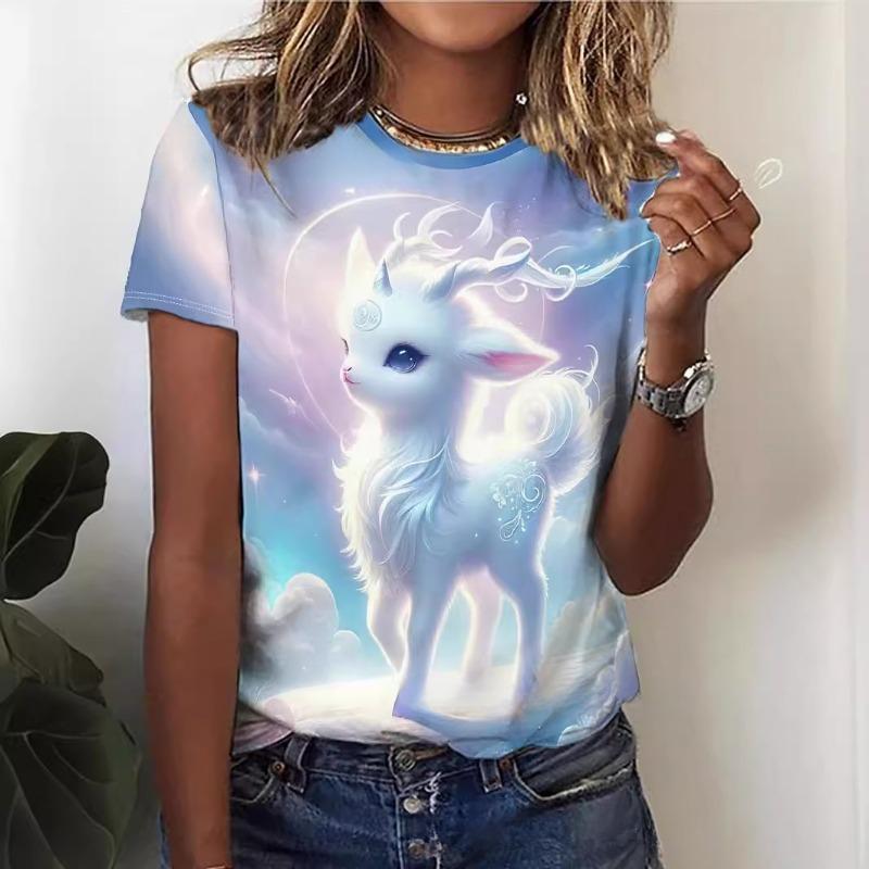 3D-печать Обработка печати для летней женской футболки с круглым вырезом для женщин Футболки женские