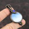 Owyhee Подвеска с синим опалом, медная проволока, кулон ручной работы, кулон с драгоценным камнем, подарок для матери, кулон из лазурита, медная проволока, ювелирные изделия