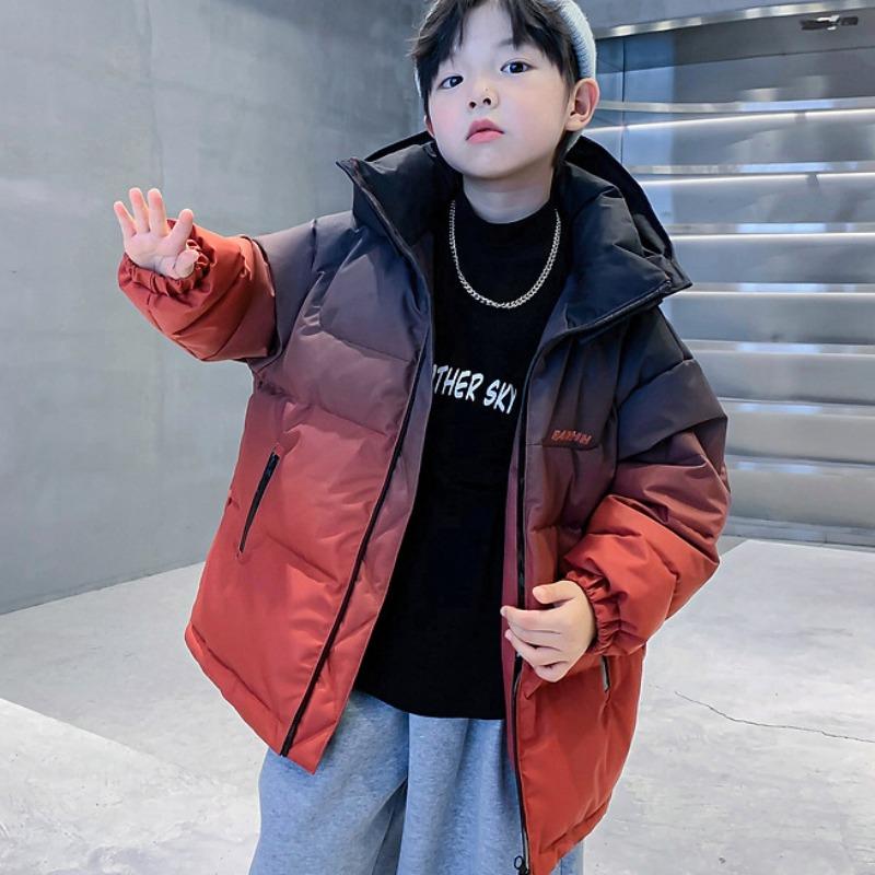 Зимняя куртка с градиентом для мальчиков, горнолыжная куртка, детская зимняя утолщенная куртка, не требующая стирки