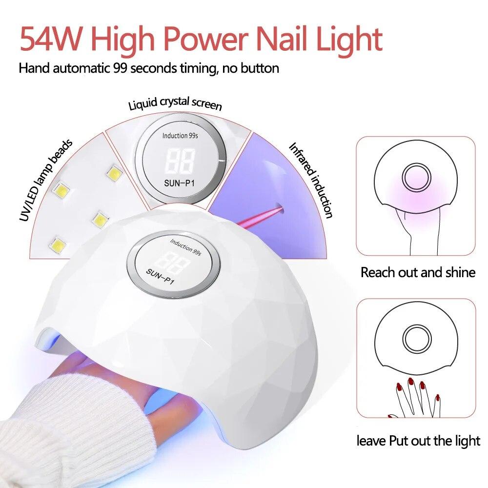 1 комплект гель-лака для ногтей, аксессуары для ногтей с УФ-светодиодной лампой, расширенный клей, пинцет для дизайна ногтей, инструменты для маникюра, кристалл