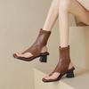 Новые летние женские босоножки модные квадратные носки на одну ногу черные босоножки на высоком каблуке с квадратным носком