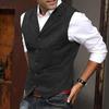 Мужской жилет, однобортный однобортный однотонный жилет без рукавов с лацканами, приталенный деловой кардиган в деловом стиле, мягкий жилет в стиле ретро для жениха, свадебный банкетный жилет