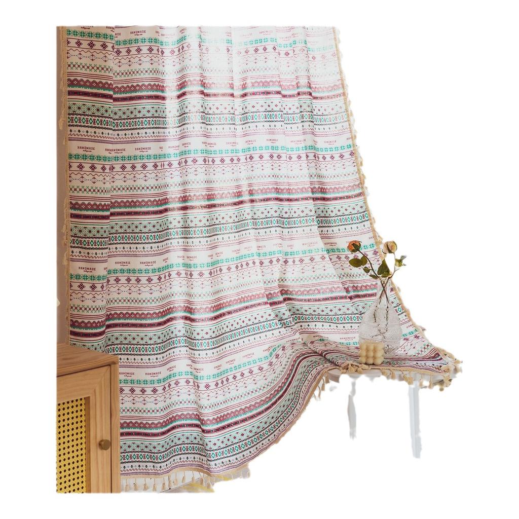 Curtains Finished, Bohemian Bedroom Small Window Decoration Semi-Blackout Kitchen Curtain Covering Small Window