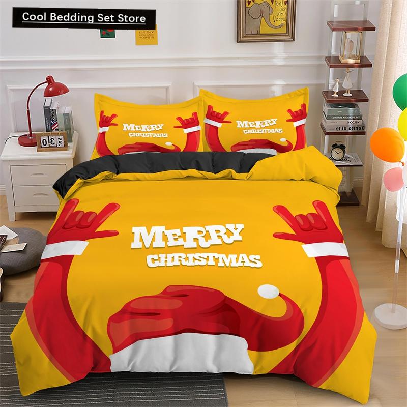 Комплект постельного белья Merry Christmas King Queen с изображением Санта-Клауса и снеговика, пододеяльник с изображением рождественской елки, красное полиэстеровое одеяло