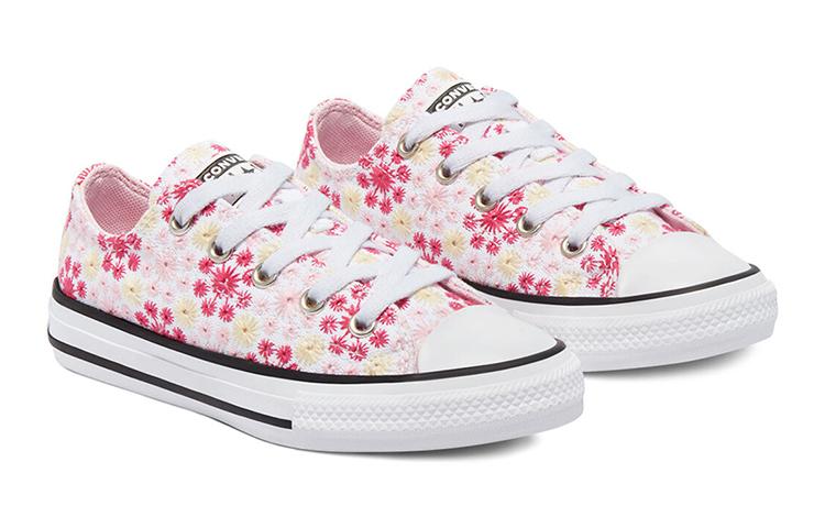 Converse Кеды Chuck Taylor All Star Low top Детские Канвас Вышивка Розовый Белый 671287C