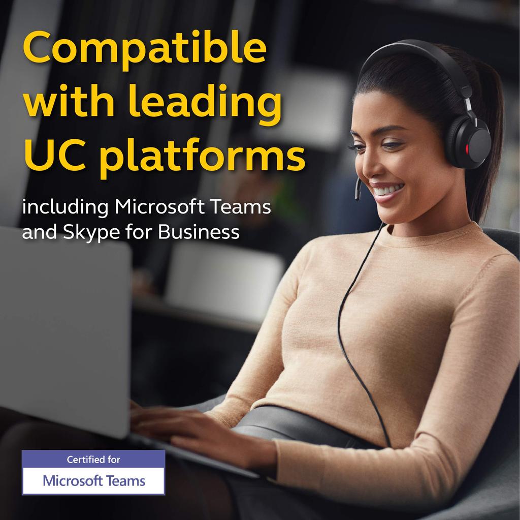 Проводные наушники Jabra Evolve2 40 MS Стерео Черные Гарнитура для телеработы для звонков и музыки Повышает комфорт Наушники с пассивным шумоподавлением MS