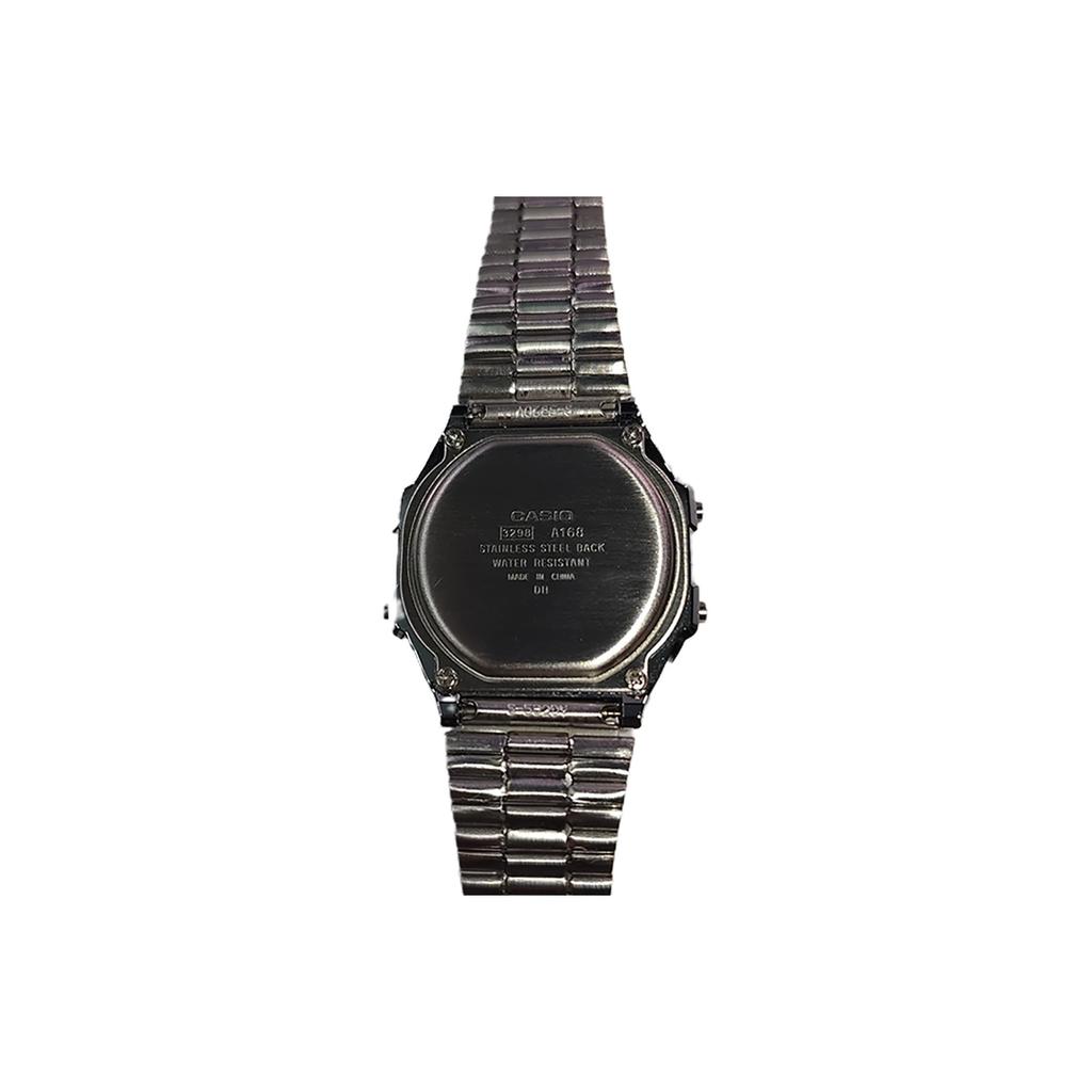 Casio Часы с кварцевым механизмом, стальным ремешком, унисекс, черный циферблат, A168WA-1W(Watch5--)