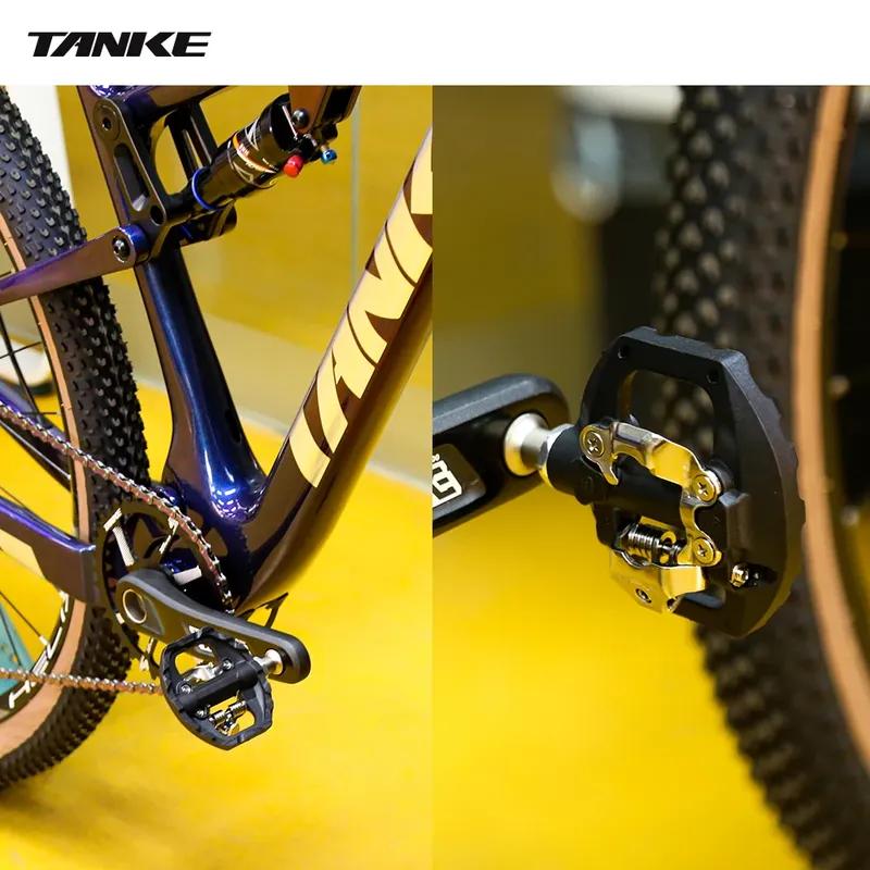 TANKE Mountain Bike Pedals 3 Sealed Bearing SPD Dual Clipless Flat & Lock Pedal Aluminum Cycling Pedals nylon cycling accessorie