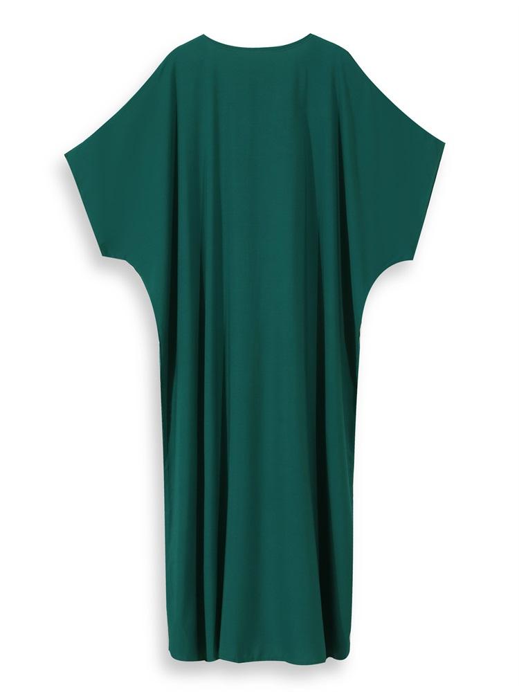 EDOLYNSA Women's Loose Black Kaftan Colorful Embroidered V-neck Short Sleeve Robe Beach Maxi Dress Swimsuit Cover Up Bohemian Moo Moo Dresses