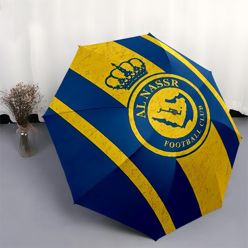 Al Nassr, Football Club Automatic Opening and Closing, 8 rib Structure Portable Umbrella, Suitable for Men and Women in All Seasons Perfect