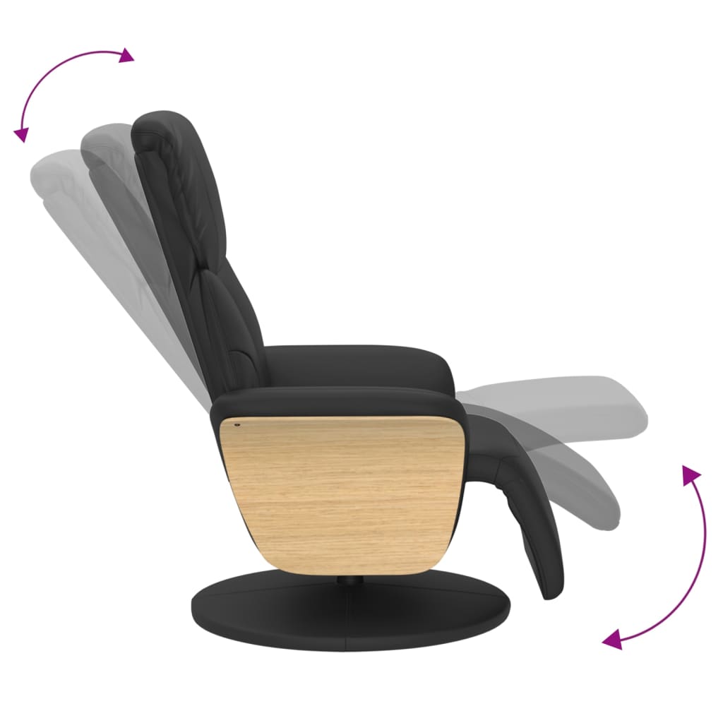Recliner with Footrest Black Synthetic Leather