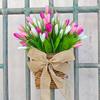 Весенний венок, искусственные цветы тюльпана, подвесная корзина для патио, входная дверь, венок, гирлянда для сезонного использования