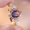 Vintage Wedding Rings for Women Cute Purple Stone Jewelry Gold Color Luxury Oval Engagement Valentine's Day Gift