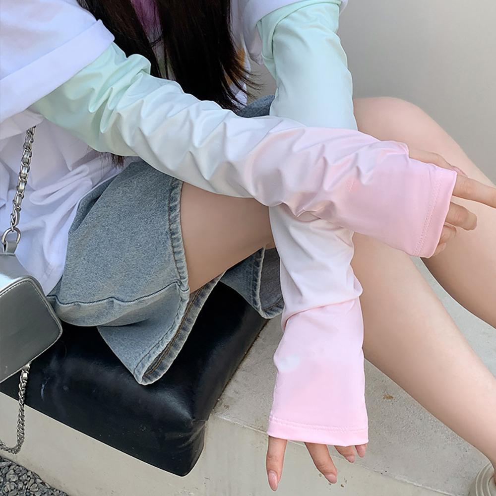Women Gradient Ice Silk Sun Protection Arm Sleeves,UV Protection Arm Protector,Loose Breathable Outdoor Cycling Sleeve Protector 1