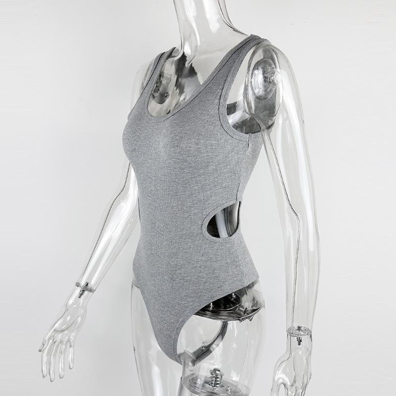 New Summer Women's Sexy Slim Fit U-neck Waist Hollow Jumpsuit