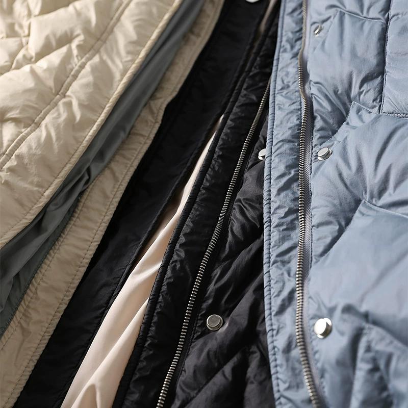 Осень и Зима Свободный Пуховик Женский С Капюшоном Свободный Пуховик Средней Толщины Вязаная Шапка Пух Белой Утки