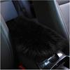 Furry Car Center Console Cover, 11.8"×7.9" Sheepskin Wool Armrest Box Cushion Pad, Comfort Soft Auto Center Console Protector, Interior Decor