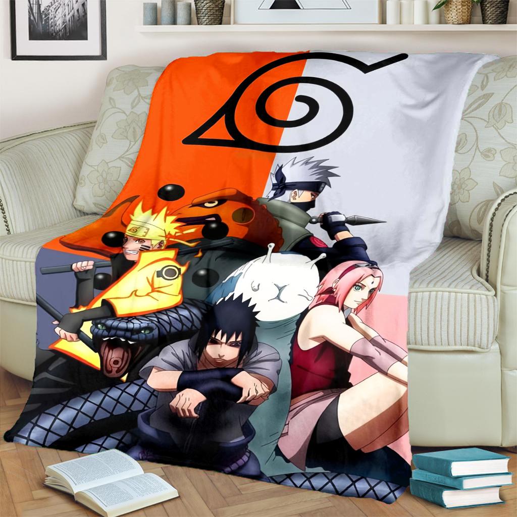 Anime-Naruto Print Blanket Warm Comfortable Flannel Blanket for Bedrooms, Sofas, Beds, Chairs, Picnics, Travel -LXR55