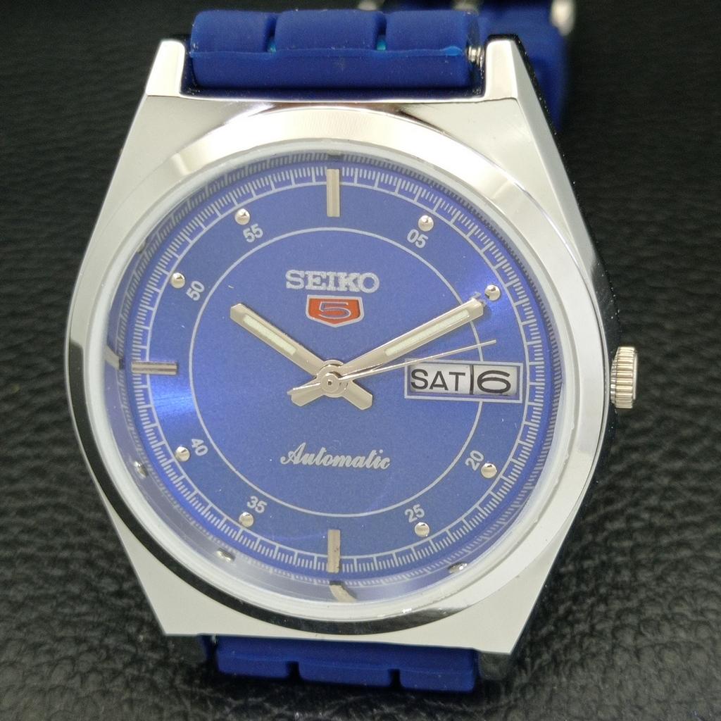 ВОССТАНОВЛЕННЫЕ ВИНТАЖНЫЕ МУЖСКИЕ ЧАСЫ SEIKO 5 AUTOMATIC JAPAN С СИНИМ ЦИФЕРБЛАТОМ a434683-2