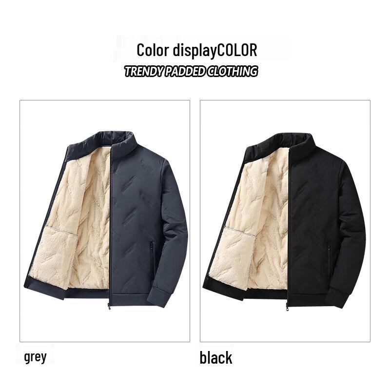 Jeanswest Men's Lamb Fleece Lined Stand Collar Winter Jacket