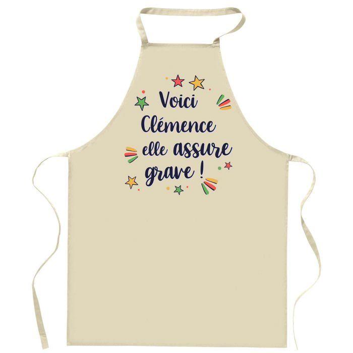 Tablier de cuisine - Clémence elle assure grave ! - Impression bretonne - Coton résistant - Impression réalisée en France