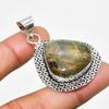 Labradorite Gemstone Handmade 925 Silver Plated Jewelry Pendant 1.89"