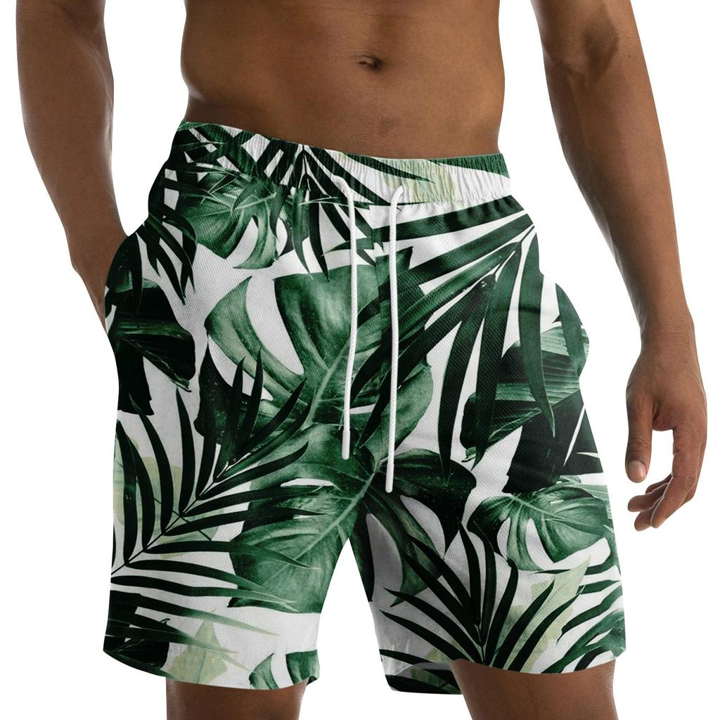 Мужские модные гавайские пляжные спортивные повседневные шорты с принтом и ремешками, брюки