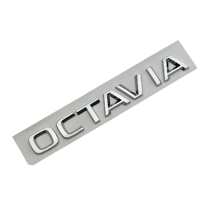 JBIW9 3D ABS Chrome Black Logo Octavia Emblem Letters Car Rear Trunk Sticker For Skoda Octavia 1 2 3 4 MK3 MK4 MK5 RS VRS Accessories