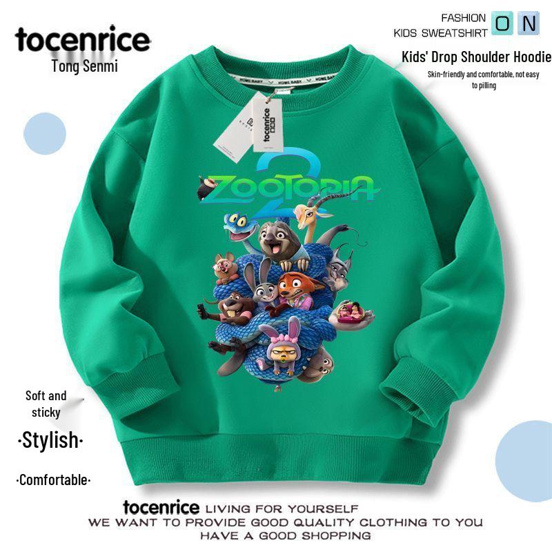 Zootopia 2 Kids' Hoodie: Nick Wilde & Judy Hopps, Autumn/Winter Long Sleeve Base Layer for Boys & Girls, Sizes 8.