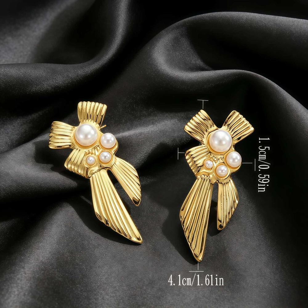 ins style French retro pearl stud earrings women's 18K gold-plated niche design high-end earrings