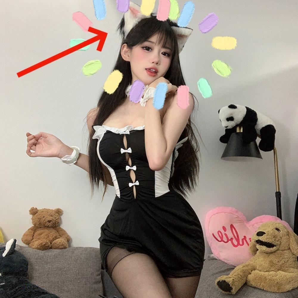 Домила Сексуальное белье Одежда для горничной Сексуальный костюм Киска Девушка Соблазн Открытая задница Бесплатно Cos Одежда для горничной