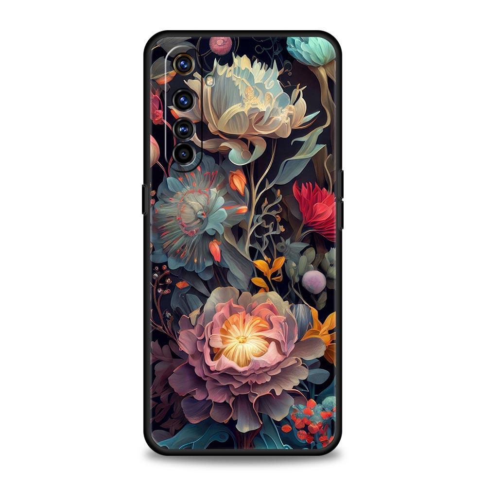 Abstract Plants Flower Soft TPU For Realme 13 12 11 10 9 Pro Plus GT3 GT2 C21 C25 C35 C53 C55 C67 Pro 5G Phone Case Cover Fundas