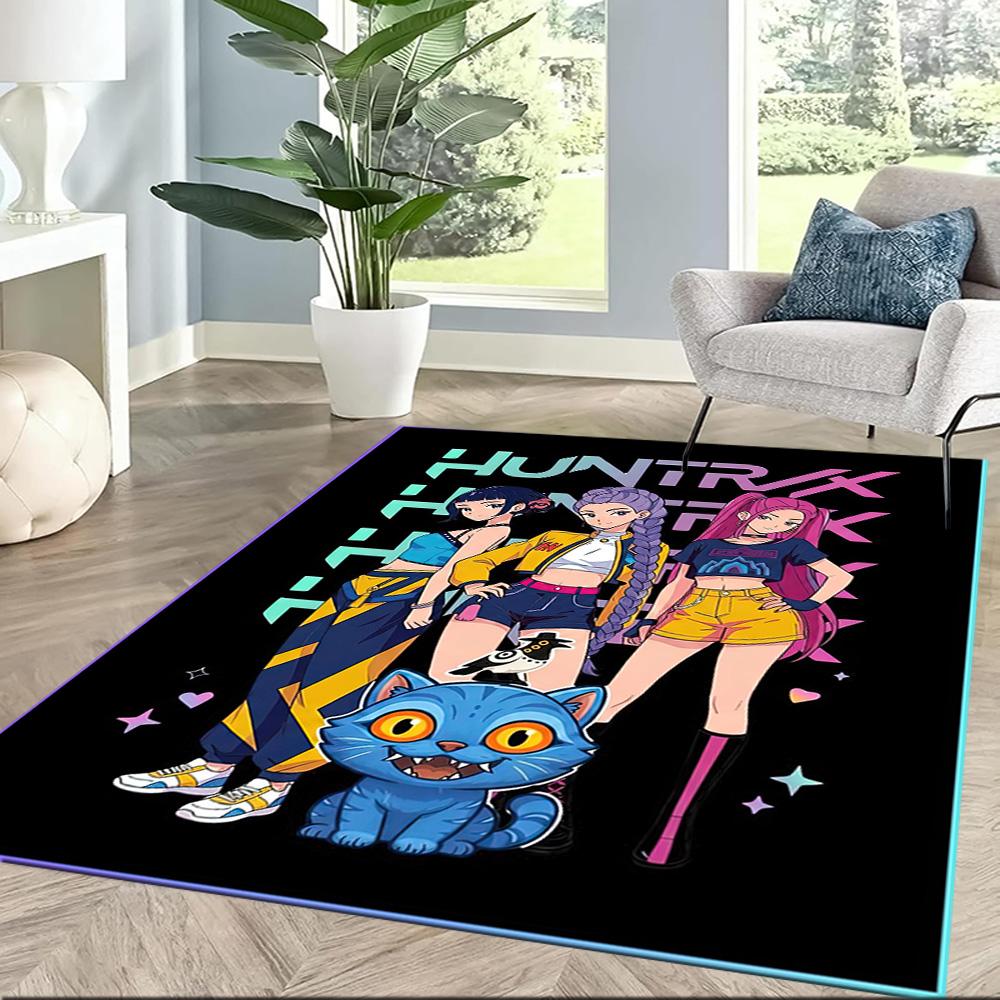 Huntrx: Future Bass Vibes Square rugs are a great choice for living rooms, bedrooms, home décor, and as gifts.