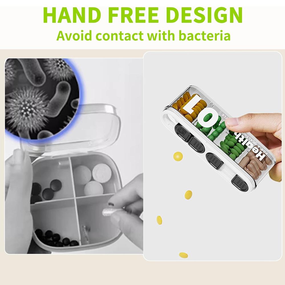 1pcs 4 Compartment Small Pill Box, Moisture Proof Case, Travel Organizer for Pocket Purse, Daily Portable Medicine Vitamin