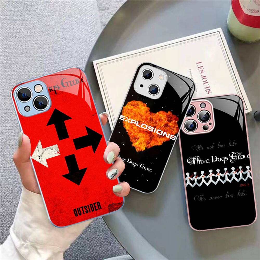 Классический Винтажный Чехол из Закаленного Стекла для iPhone 14 13 12 11 Pro Mini XS MAX 14Plus X XS XR с Логотипом Группы Three Days Grace