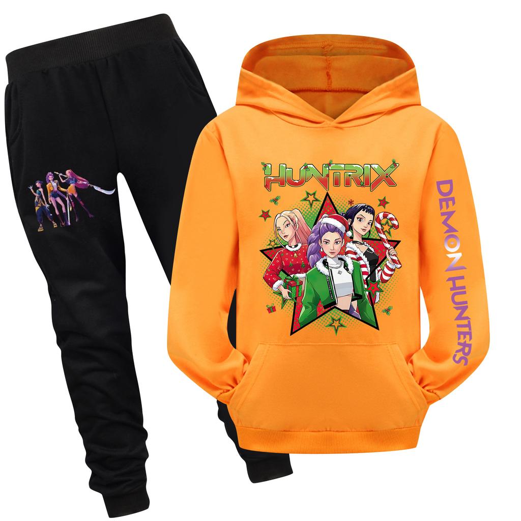 Детский худи и брюки, двухпредметный спортивный костюм, комплект свитшота с длинным рукавом и принтом