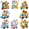 1 Bag Small Particles City Strect View Series Takeaway Car Food Truck Tricycle Auto Retail Store Vehicle Building Blocks Bricks