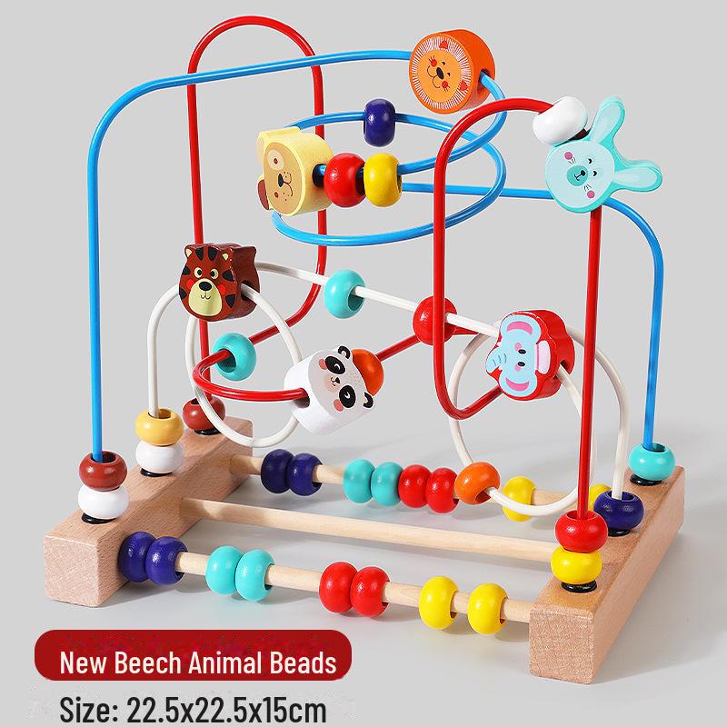 Wooden Fruit & Animal Beads: Educational Toys for Kids' Intelligence & Hand-Eye Coordination Development
