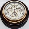 Antique Look Wall Clock with World Time 5 Countries Time Wooden