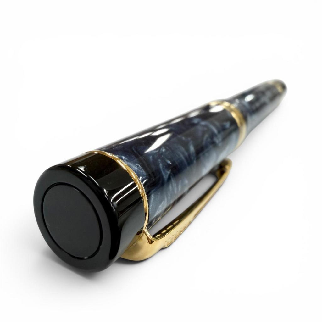 Great PARKER fountain pen Duofold Centennial marble blue 18K mens Used