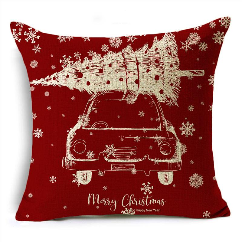 Merry Christmas Throw Pillowcase 40/45/50cm Santa Snowflake Elf Reindeer Red Throw Pillowcase For Sofa Home Decor