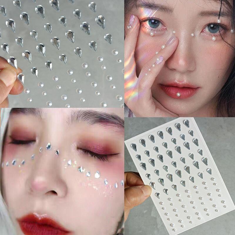 Алмазная кристаллическая татуировка-наклейка, блестящая подводка для глаз, макияж для бровей, лицо, глаза, алмазные татуировки, рок-горный хрусталь, 3D наклейки-подводка для глаз